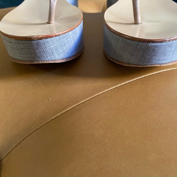 Brunello Cucinelli Platform T-Strap Sandals Gray Brown Size 36.5 Italian Wedge - Picture 9 of 13